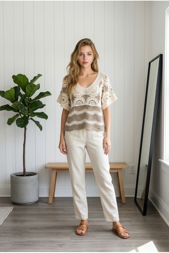 Tops Femme Bleu ciel Sun Love 8919 Efashion Paris