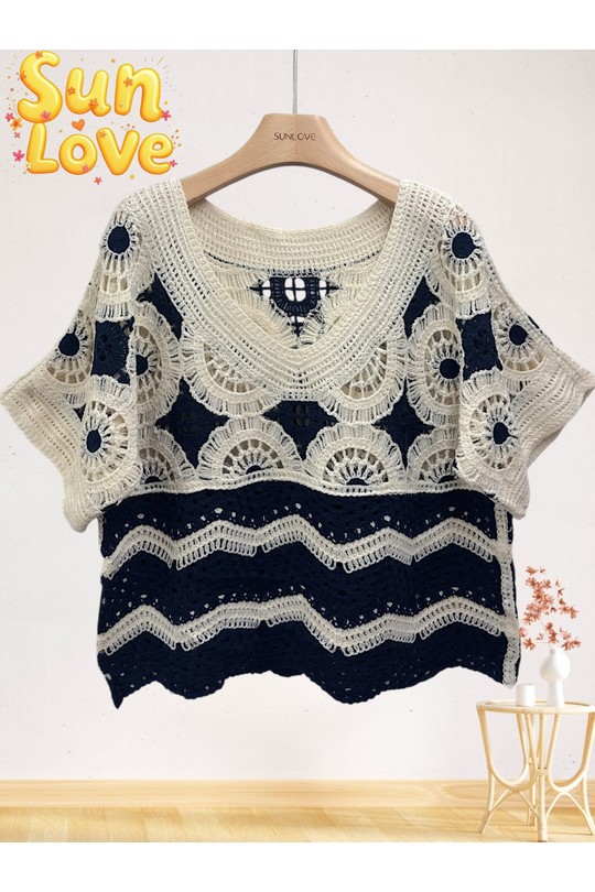 Tops Femme Bleu ciel Sun Love 8919 Efashion Paris