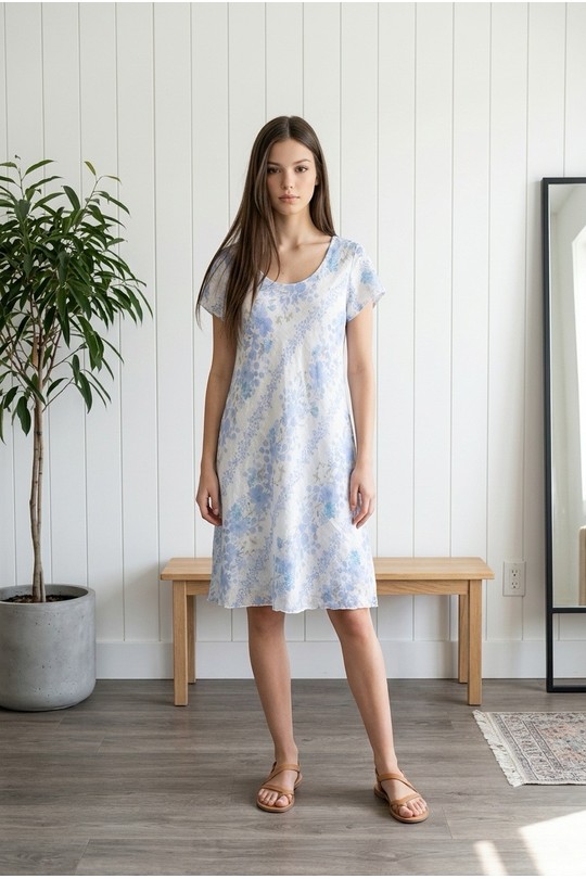 Robes mi-longues Femme Bleu ciel Sun Love 5025 Efashion Paris