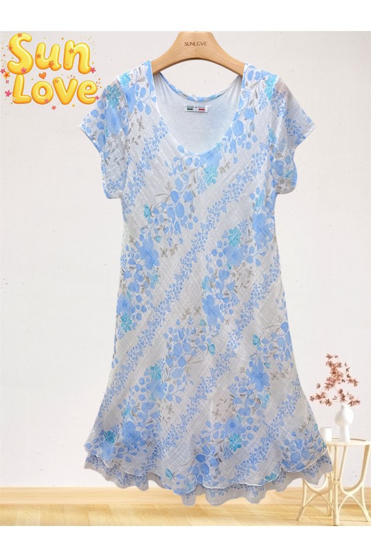 Robes mi-longues Femme Bleu ciel Sun Love 5025 Efashion Paris