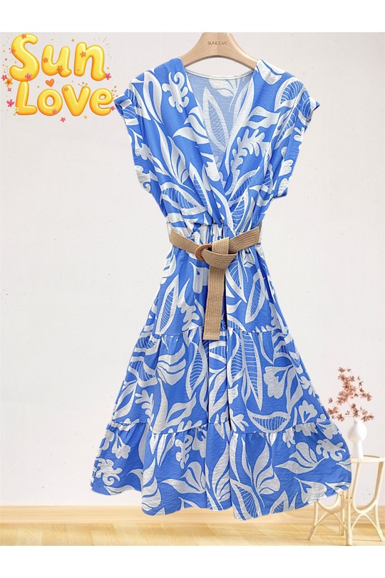 Robes mi-longues Femme Bleu ciel Sun Love 1073 Efashion Paris