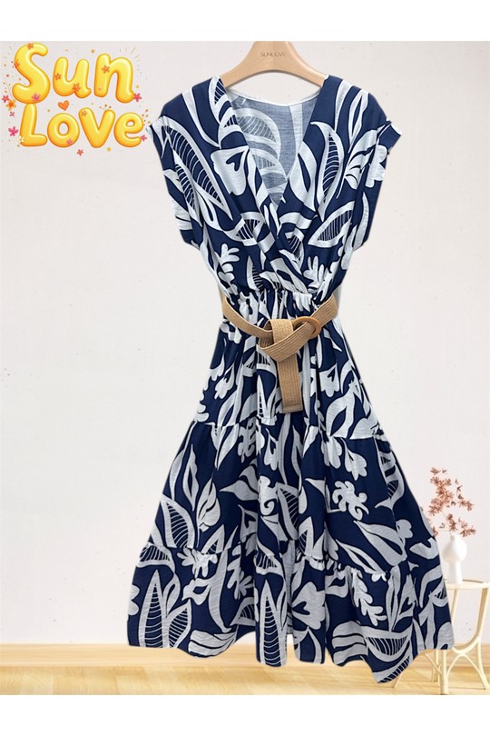 Robes mi-longues Femme Bleu ciel Sun Love 1073 Efashion Paris