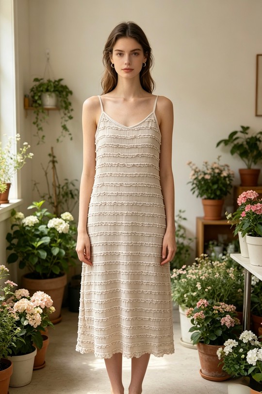 Robes mi-longues Femme Beige Sun Love 229-1 Efashion Paris
