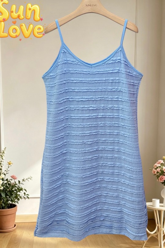 Robes mi-longues Femme Bleu ciel Sun Love 229-2 Efashion Paris