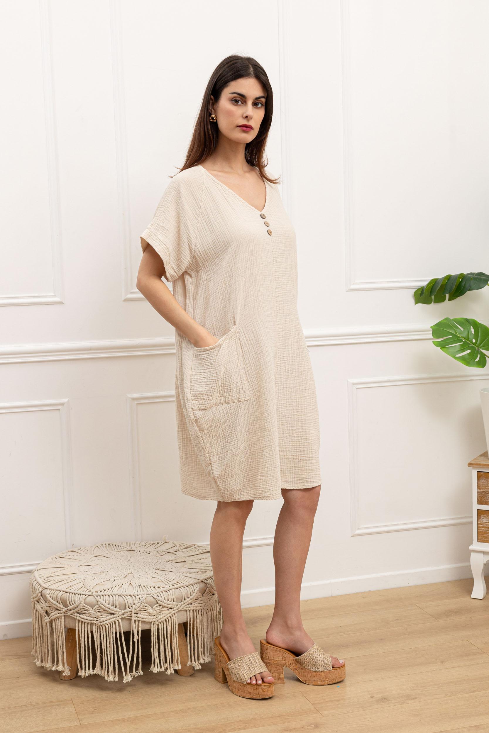 Robes mi-longues Femme Beige Sun Love 24115 #c Efashion Paris