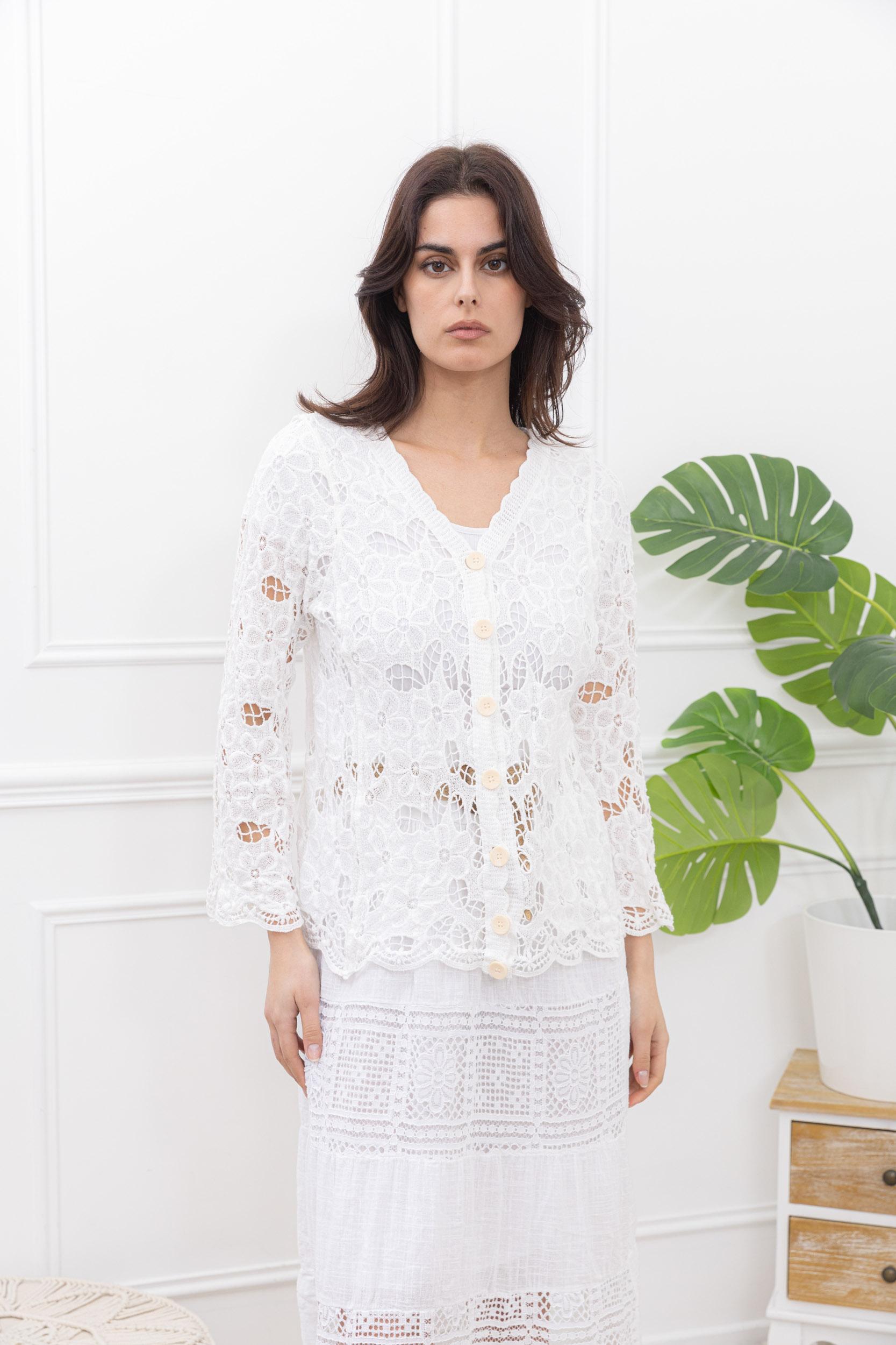 Gilets Femme Blanc Sun Love 216-A #c Efashion Paris