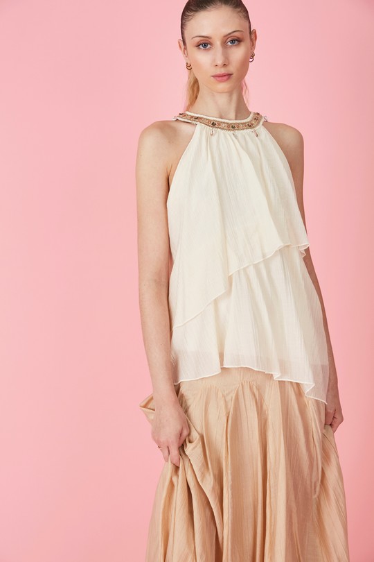 Tops Femme Beige Clair LILY WHITE 60032LT Efashion Paris