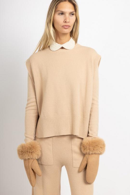 Pulls Femme Beige Max & Enjoy PULL SANS MANCHES 57015 Efashion Paris