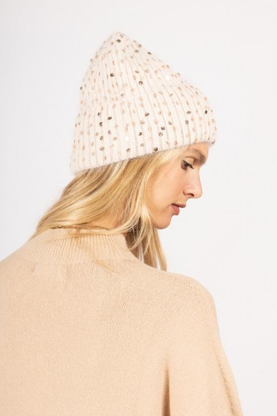 Berretti Accessori Beige Max & Enjoy BONNETS PAILLETÉ - CA1424 Efashion Paris