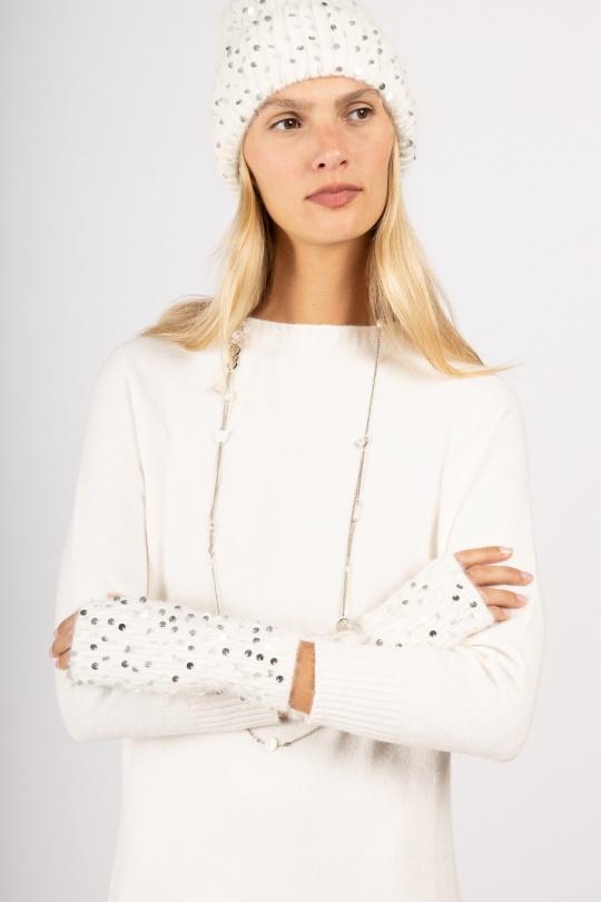 Guanti Accessori White Max & Enjoy MITAINES PAILLETÉES - GL1426 Efashion Paris