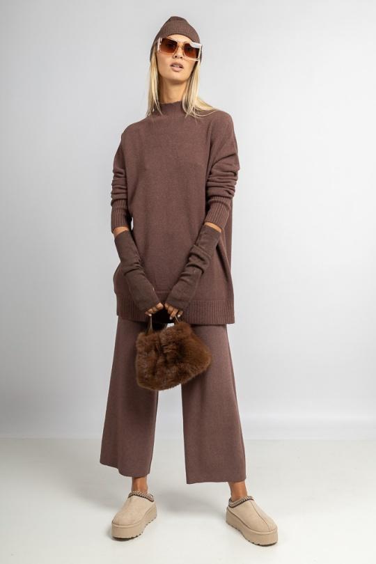 Pantalons Femme Kaki Max & Enjoy PANTALON LARGE EN MAILLE SANS COUTURE - Y52005 Efashion Paris