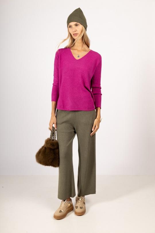 Pantalons Femme Kaki Max & Enjoy PANTALON LARGE EN MAILLE SANS COUTURE - Y52005 Efashion Paris