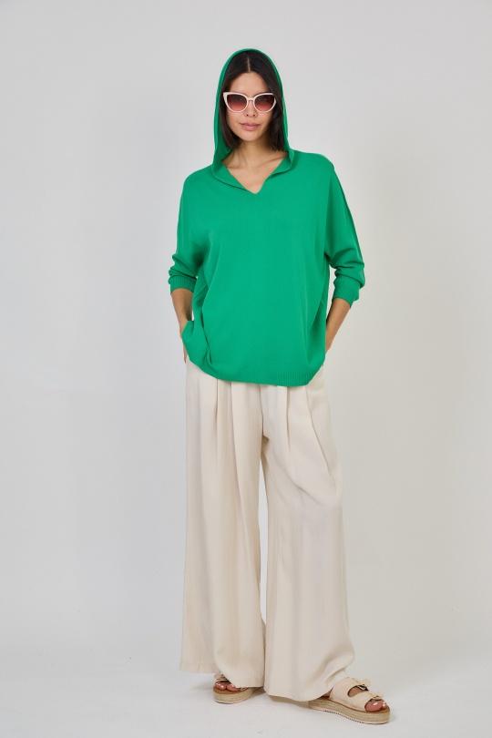 Conjuntos Mujer Green Max & Enjoy OUTFIT (SET TOTAL LOOK) ENSEMBLE PULL LÉGER À CAPUCHE ET PANTALON LARGE 3215130-3145 Efashion Paris