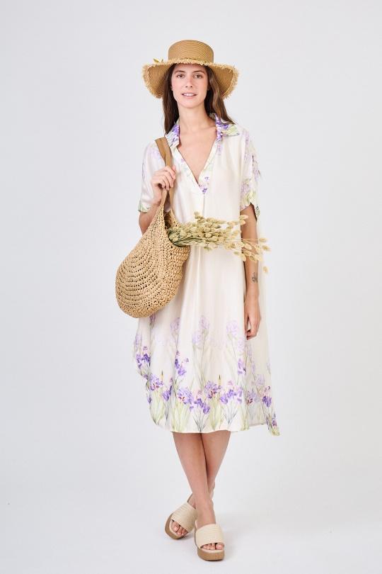 Robes mi-longues Femme Lilas Max & Enjoy ROBE LONGUE EN SOIE MÉLANGÉE 6917 Efashion Paris
