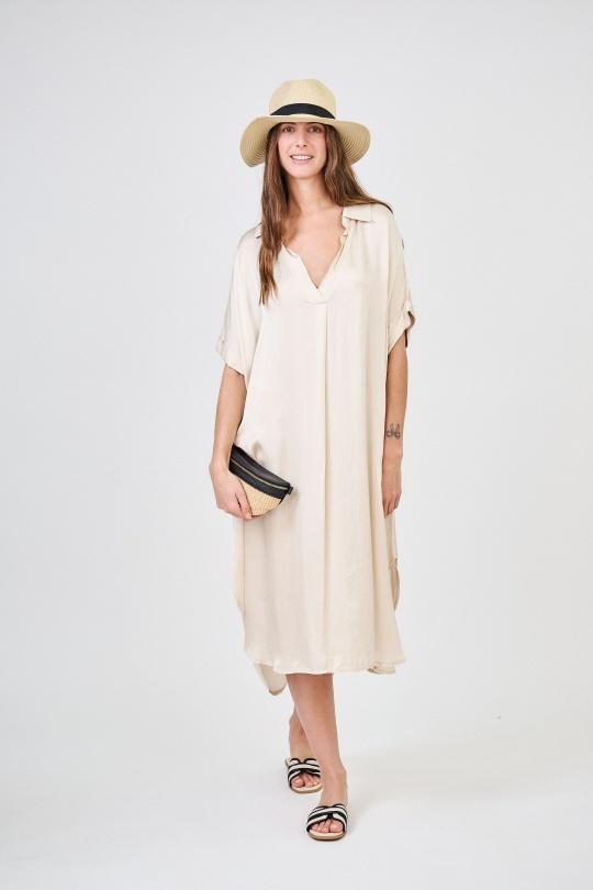Robes mi-longues Femme Ivoire Max & Enjoy ROBE LONGUE EN SOIE MÉLANGÉE 8208 Efashion Paris