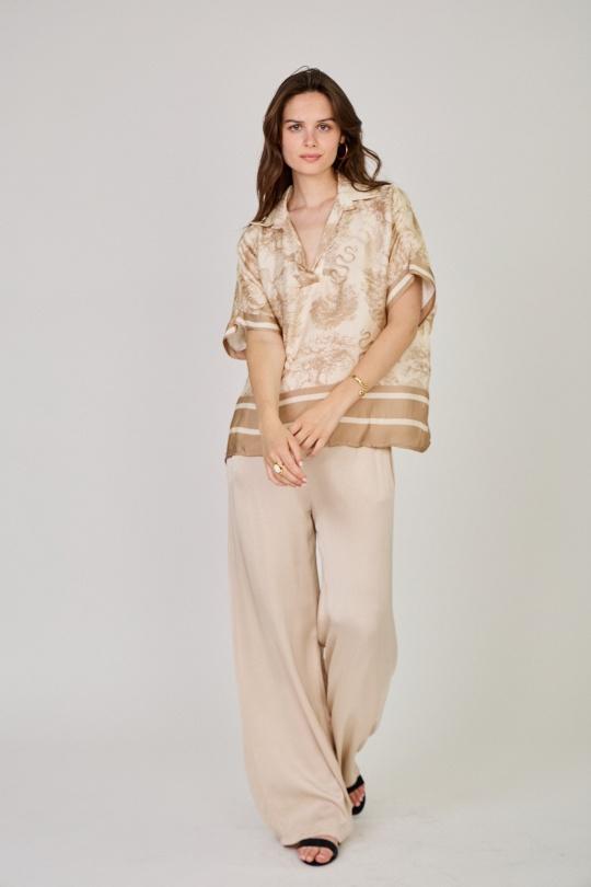 Ensembles Femme Beige Max & Enjoy OUTFIT (SET TOTAL LOOK) BLOUSE ET PANTALON 7607-7562 Efashion Paris