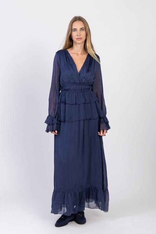 Robes longues Femme Marine Max & Enjoy 33136 ROBE LONGUE EN SOIE VAPOREUSE Efashion Paris