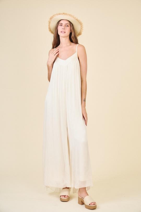 Combinaisons Femme Vert d eau Max & Enjoy COMBINAISON PANTALON EN SOIE MÉLANGÉE EFFET VAPOREUX 30237 Efashion Paris