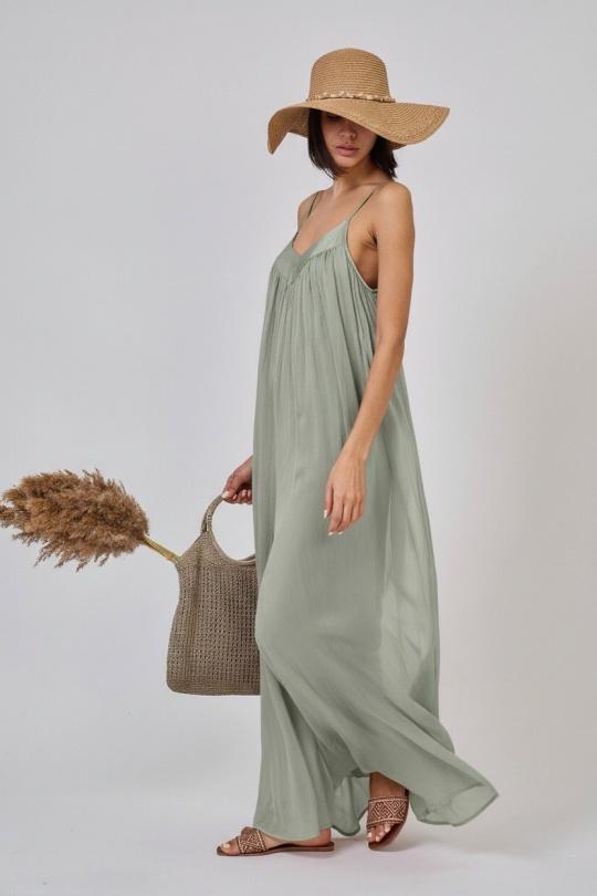 Combinaisons Femme Vert d eau Max & Enjoy COMBINAISON PANTALON EN SOIE MÉLANGÉE EFFET VAPOREUX 30237 Efashion Paris