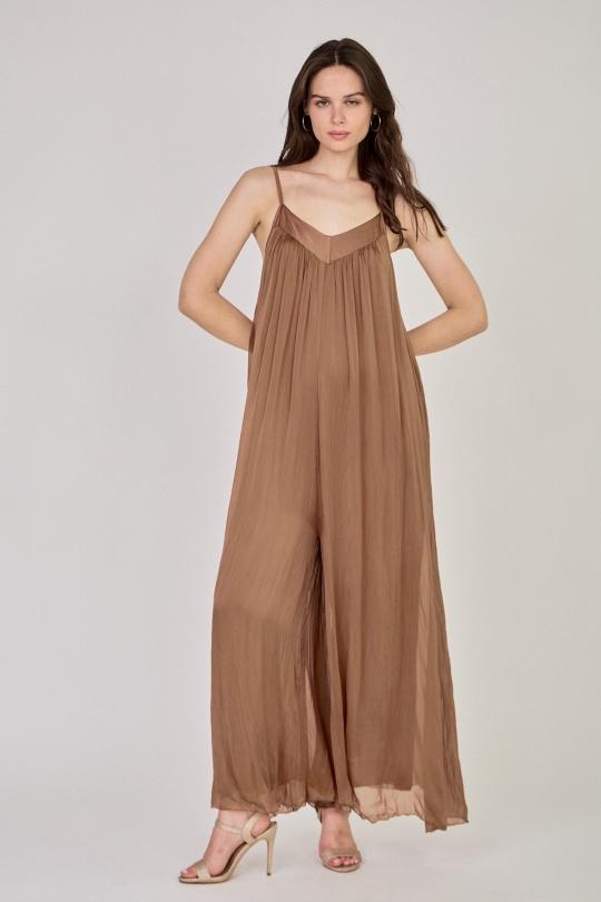 Combinaisons Femme Vert d eau Max & Enjoy COMBINAISON PANTALON EN SOIE MÉLANGÉE EFFET VAPOREUX 30237 Efashion Paris