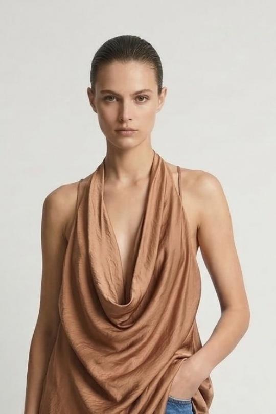 Tops Femme Jaune Max & Enjoy TOP  DOS NUS EN SOIE MÉLANGÉE 34229 Efashion Paris