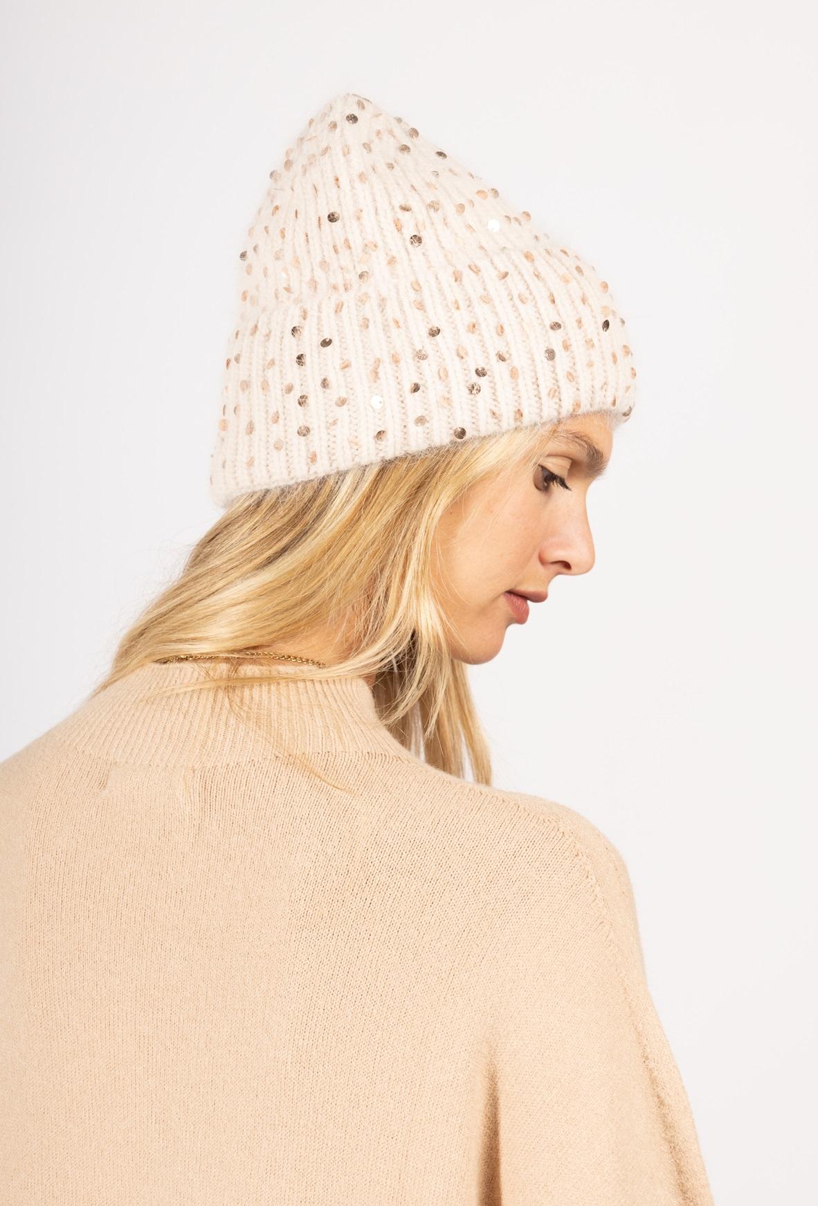 BONNETS PAILLETÉ - CA1424-BEIGE