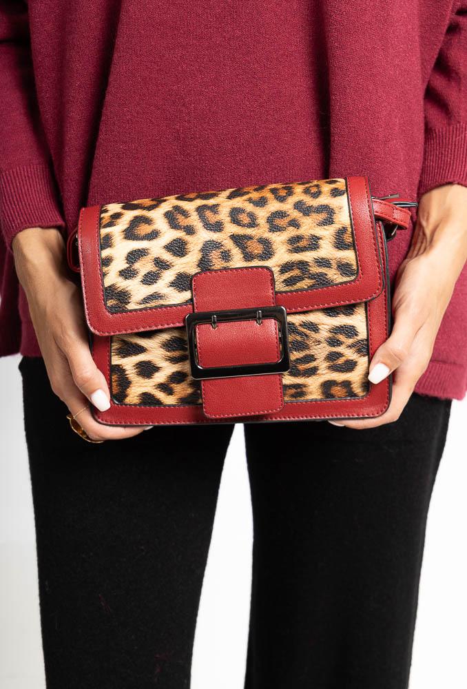 SAC À MAIN CABAS - LEOPARD-ROUGE
