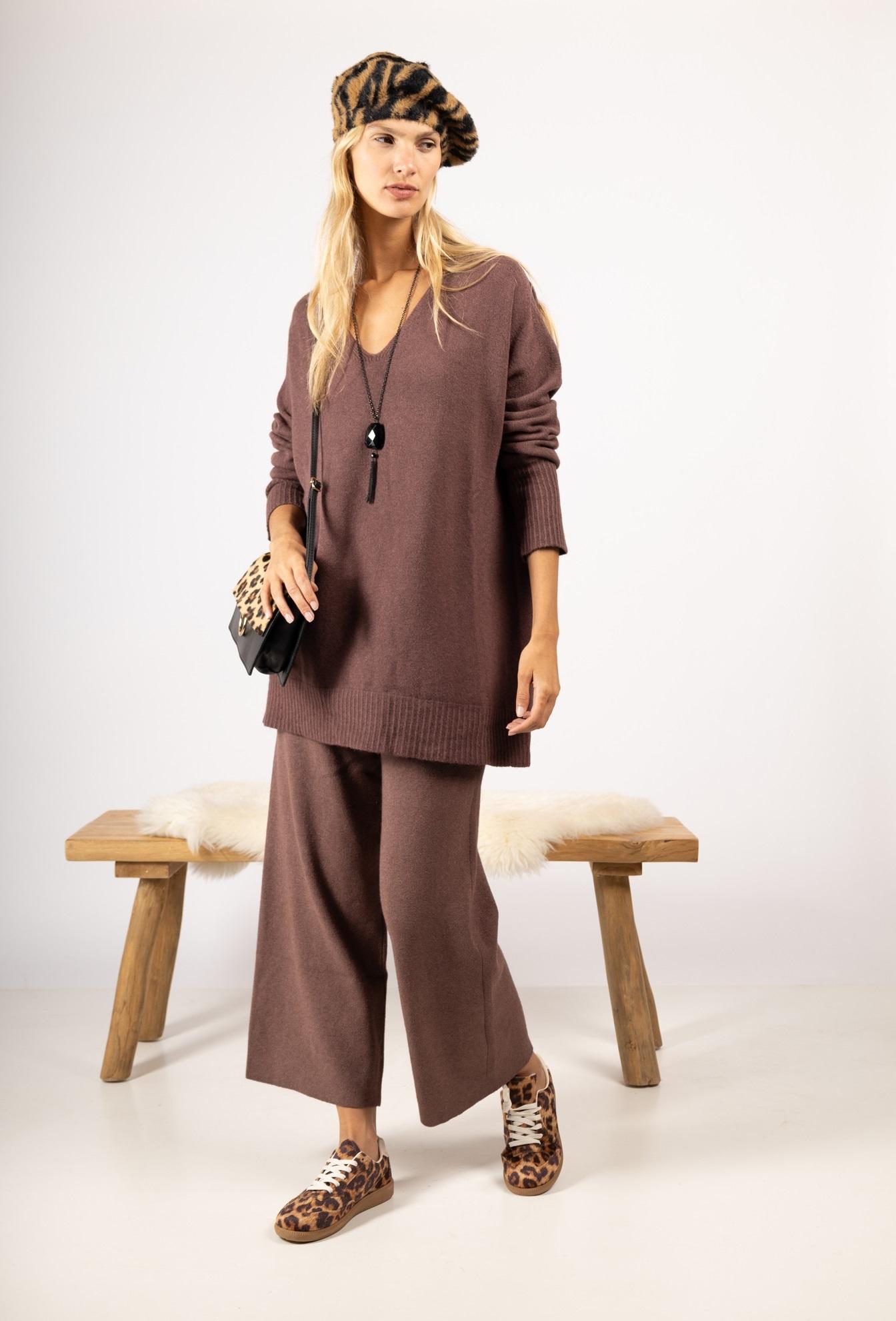 Pantalons Femme Kaki Max & Enjoy PANTALON LARGE EN MAILLE SANS COUTURE - Y52005 #c Efashion Paris