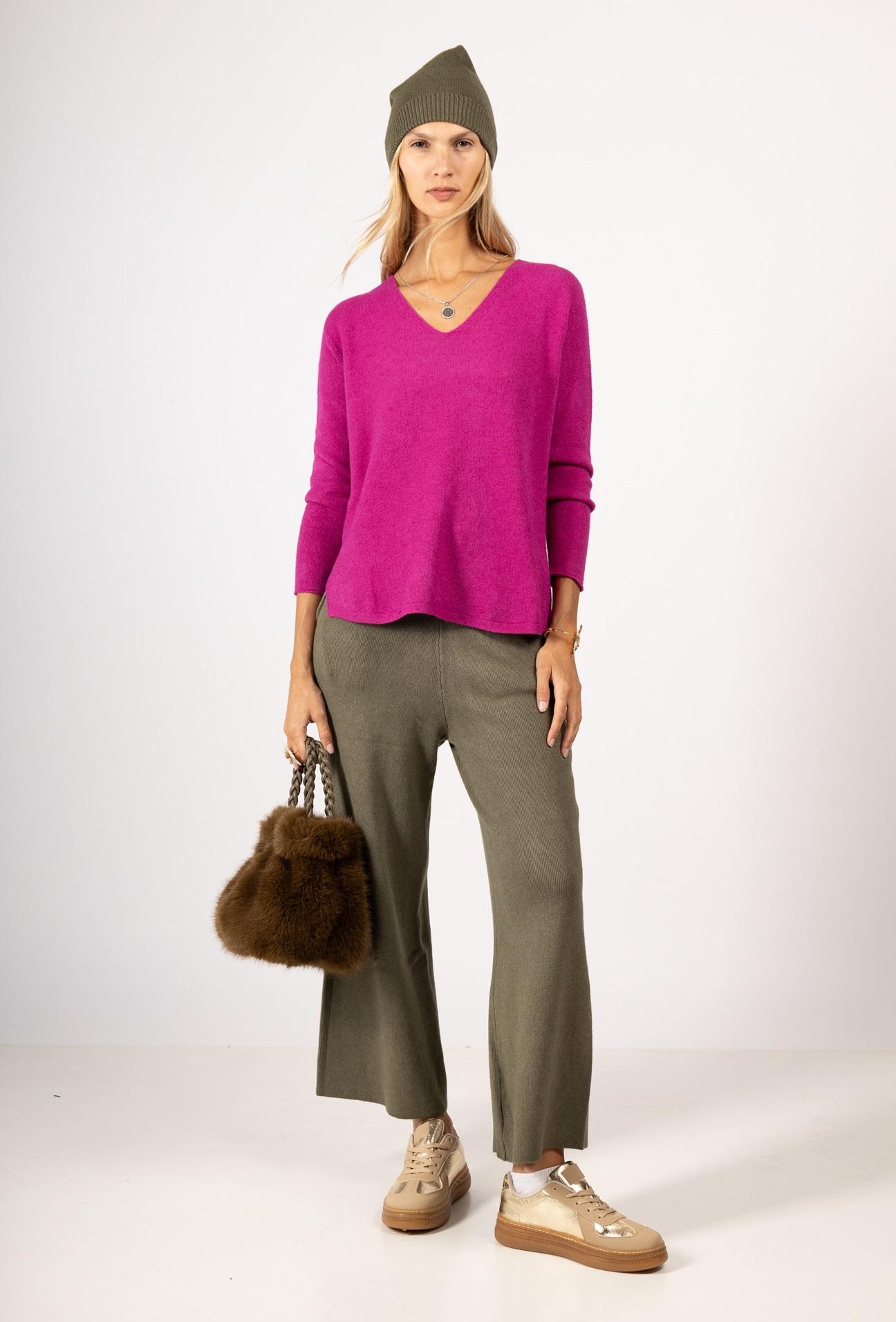 PANTALON LARGE EN MAILLE SANS COUTURE - Y52005-KAKI