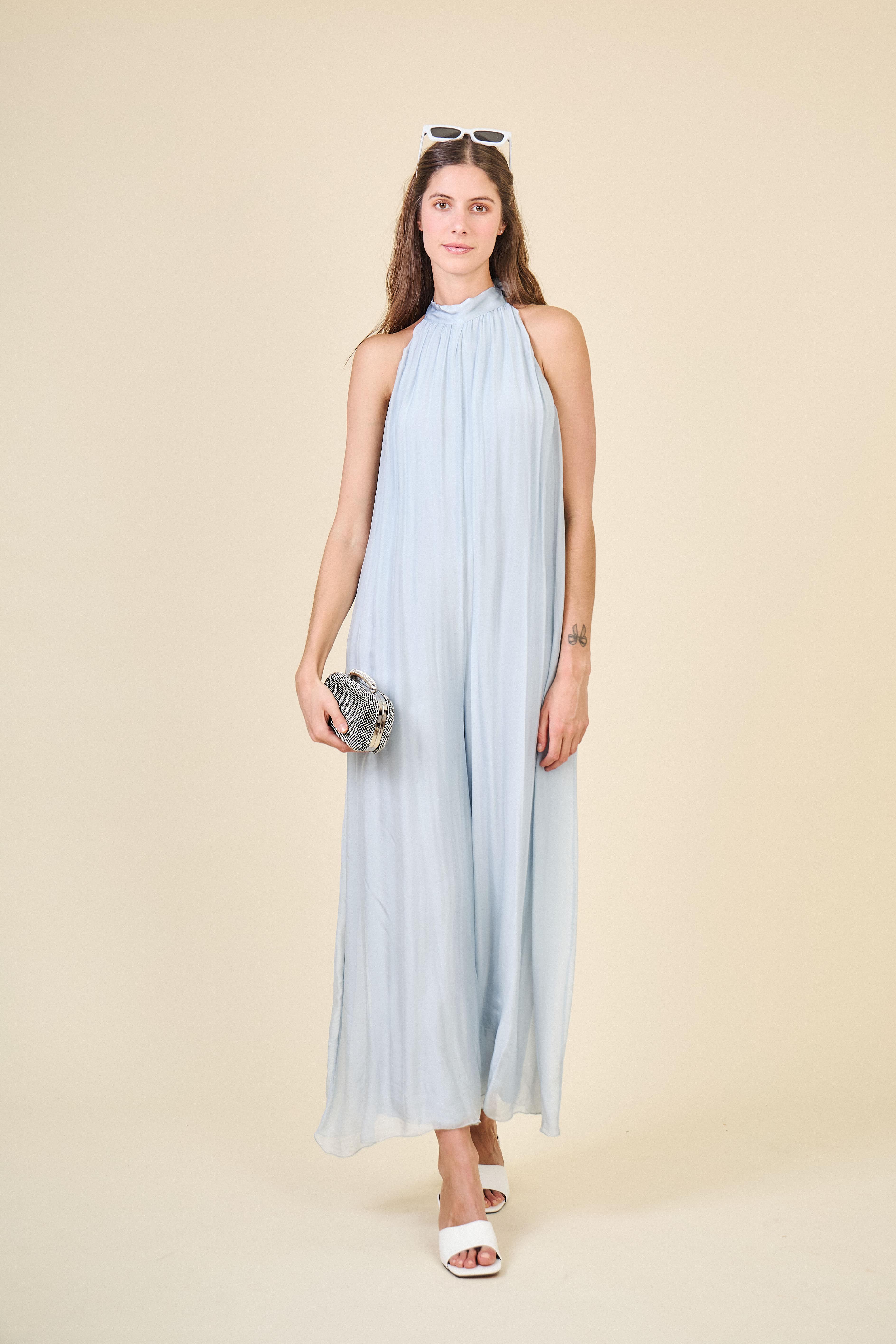 Jumpsuits Women Silver Max & Enjoy COMBINAISON PANTALON EN SOIE MÉLANGÉE EFFET VAPOREUX 28393 #c Efashion Paris