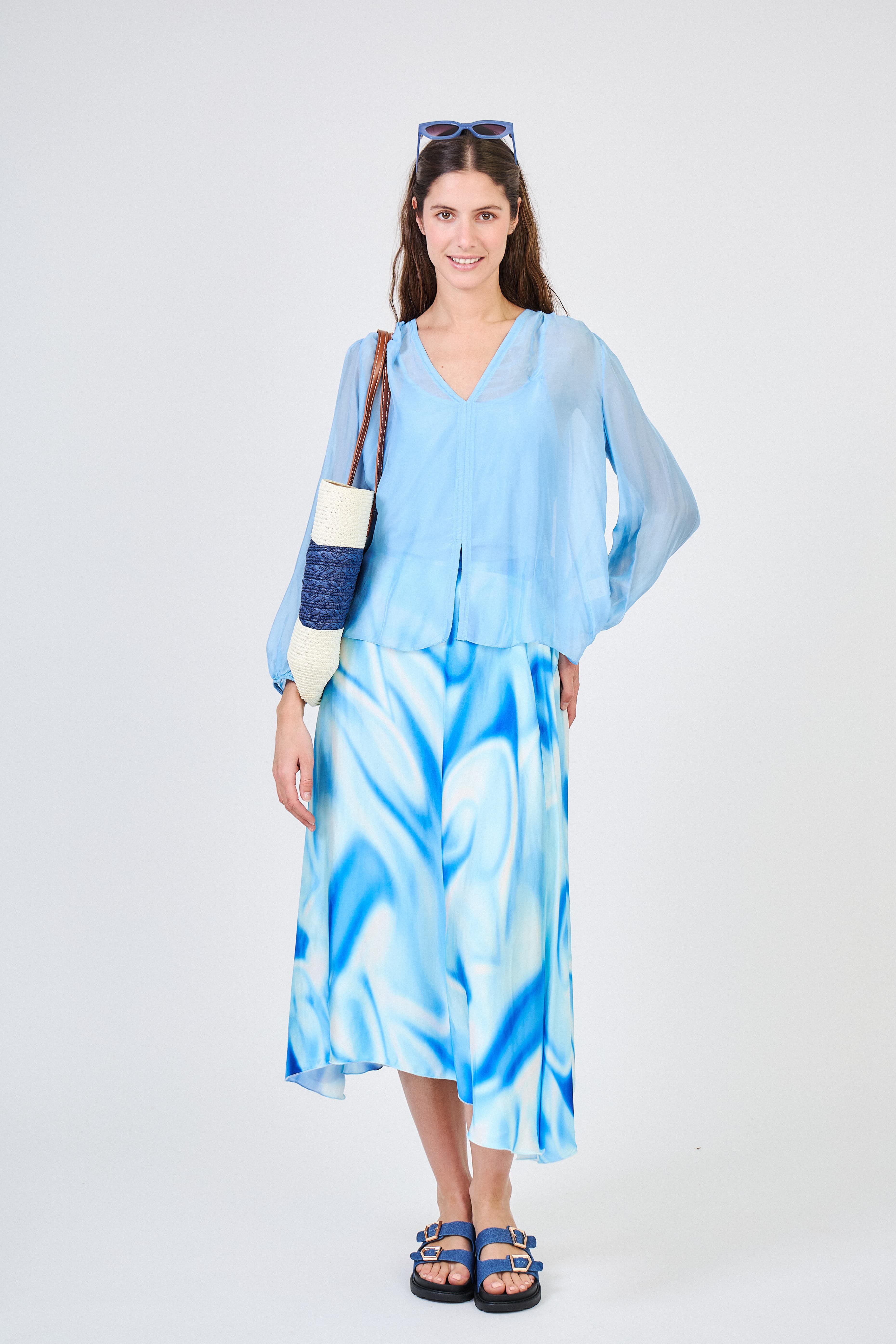 Jupes Femme Bleu ciel Max & Enjoy JUPE TIE AND DYE 7577 #c Efashion Paris