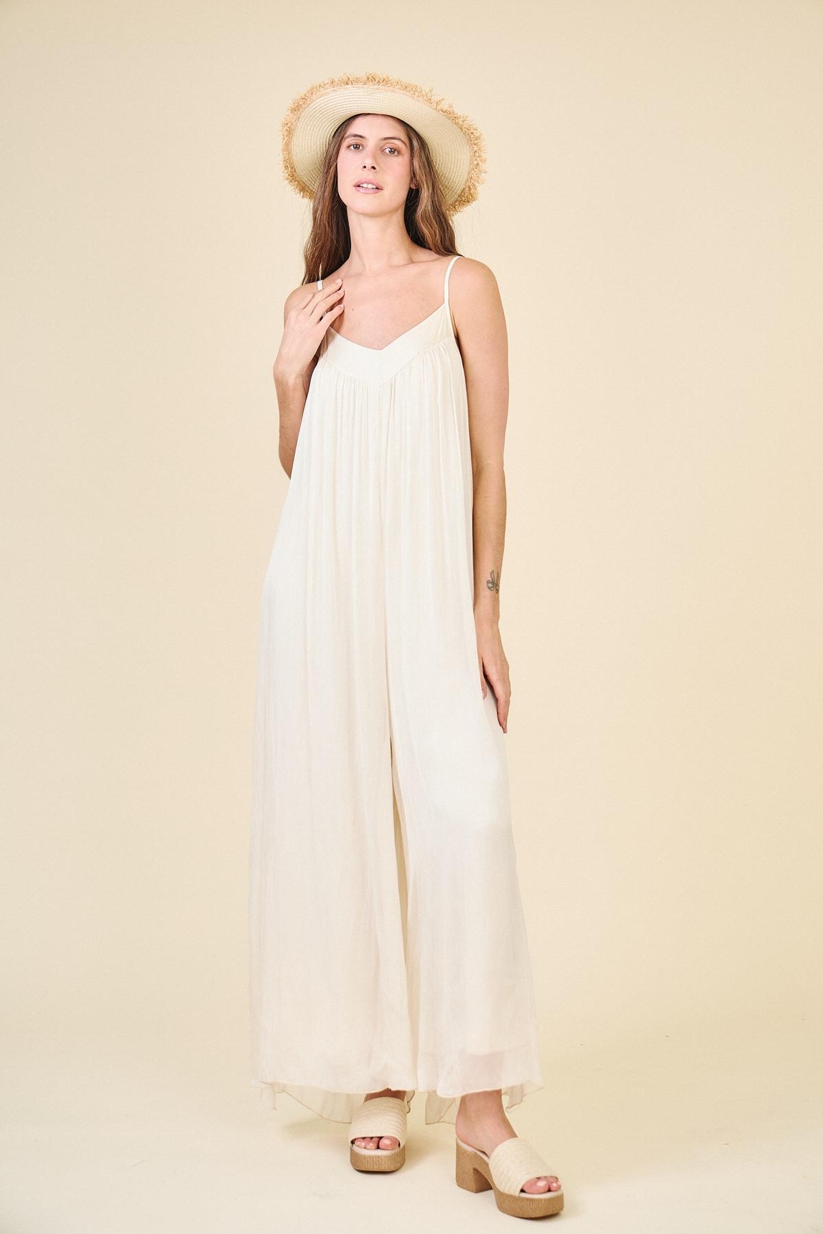 Combinaisons Femme Vert d eau Max & Enjoy COMBINAISON PANTALON EN SOIE MÉLANGÉE EFFET VAPOREUX 30237 #c Efashion Paris