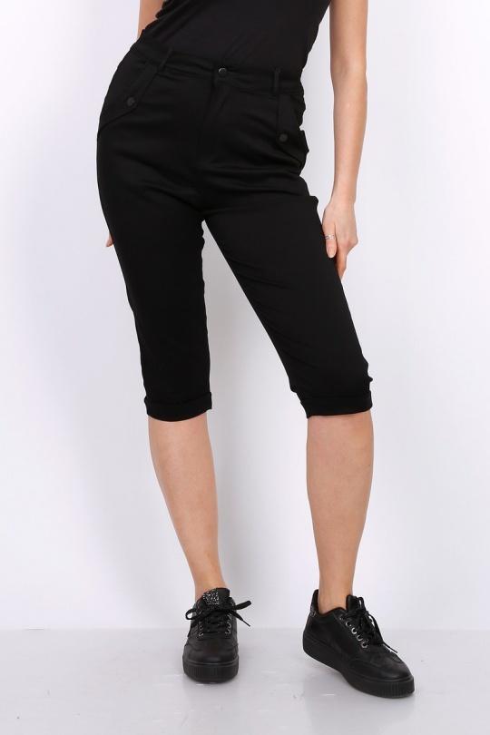 Cropped trousers Women Black Pomme Rouge B301 Efashion Paris