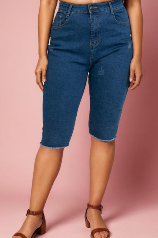 Cropped trousers Women Blue Pomme Rouge B6012 Efashion Paris