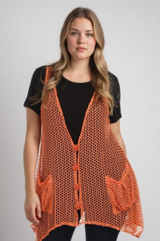 Cardigan Donna Orange Pomme Rouge A318 Efashion Paris
