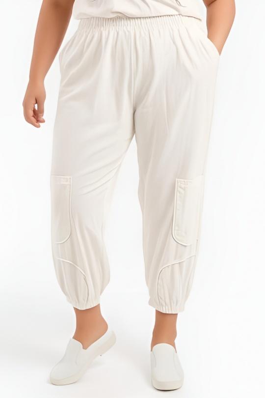 Pantaloni Donna Cream Pomme Rouge B152 Efashion Paris