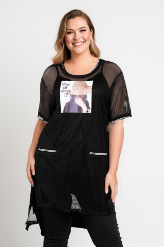 Tuniques Femme Noir Pomme Rouge C6562 Efashion Paris