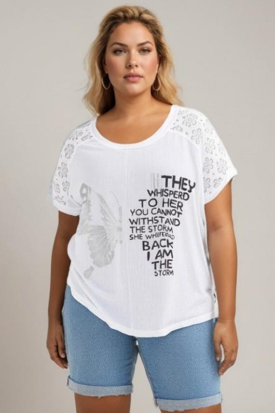 T-shirt Women White Pomme Rouge C8010 Efashion Paris