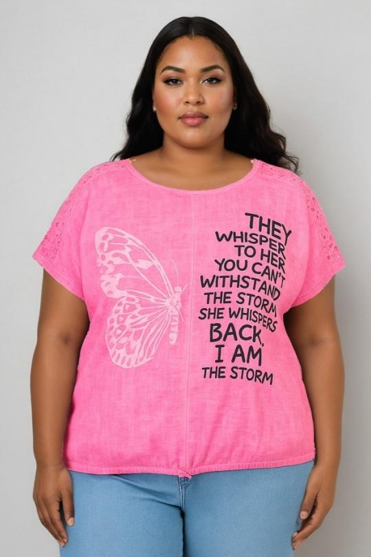 T-shirt Women Pink Pomme Rouge C8010 Efashion Paris