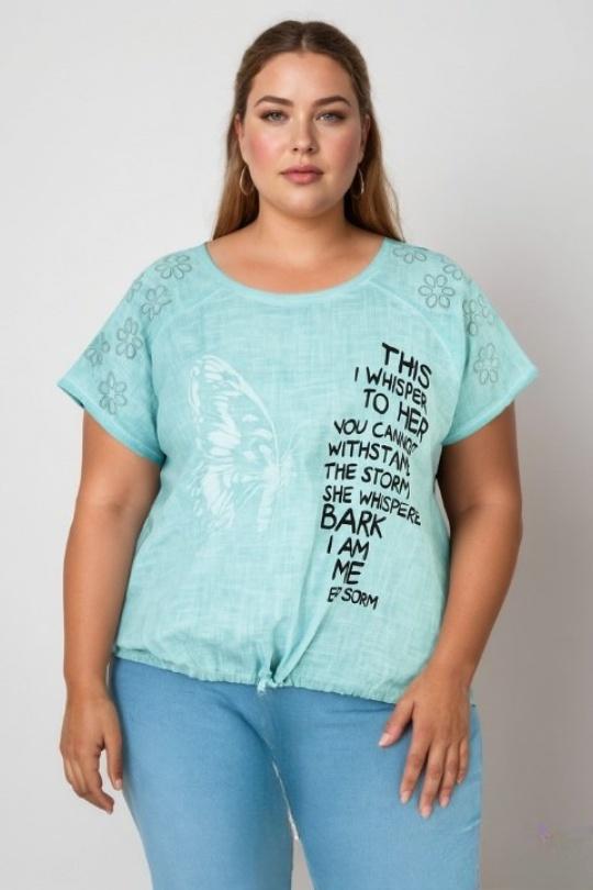 T-shirt Women Turquoise Pomme Rouge C8010 Efashion Paris