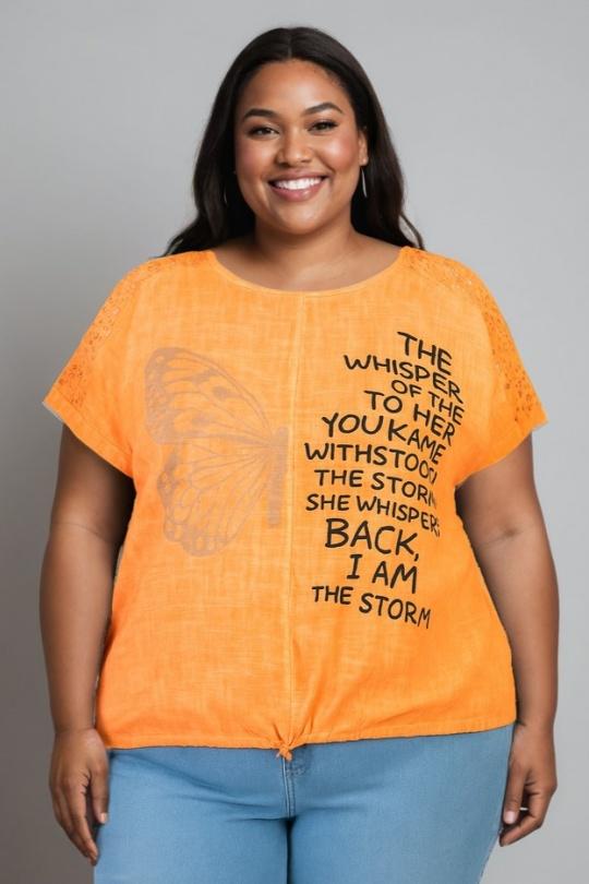 T-shirt Women Orange Pomme Rouge C8010 Efashion Paris