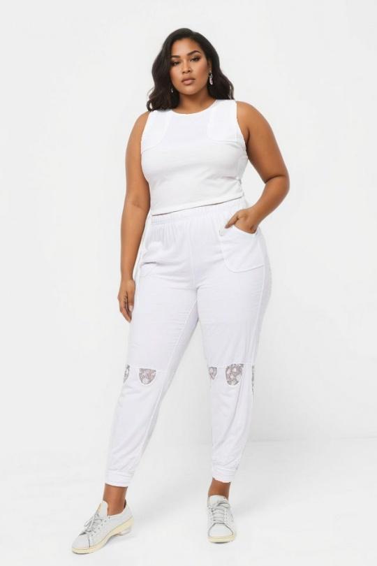 Pantalons Femme Blanc Pomme Rouge B83 Efashion Paris