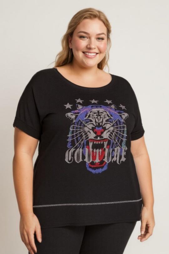 T-shirt Women Black Pomme Rouge T51946 Efashion Paris