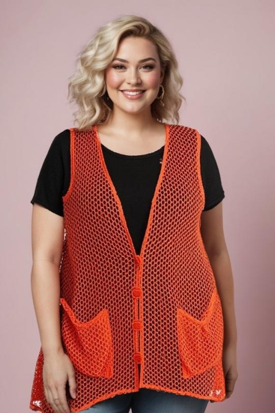 Gilets Femme Orange Pomme Rouge A318 Efashion Paris