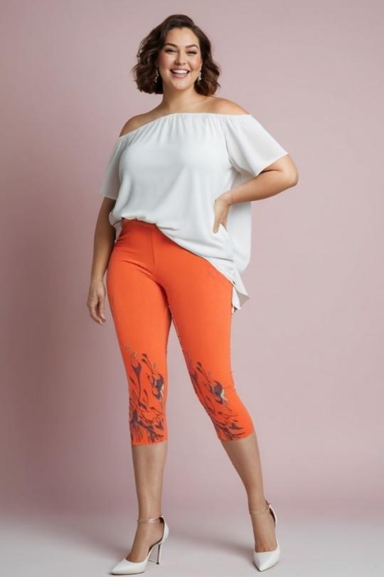 Leggings  Femme Orange Pomme Rouge B115 Efashion Paris