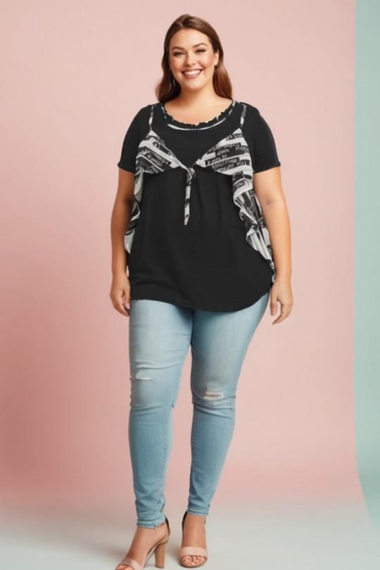 Tops Femme Noir Pomme Rouge A675 Efashion Paris
