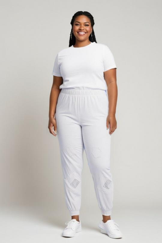 Pantalons Femme Blanc Pomme Rouge B119 Efashion Paris