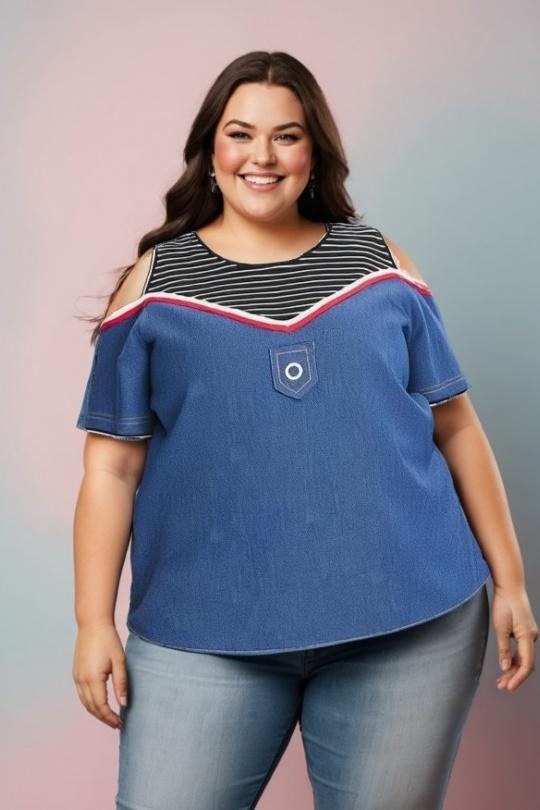 T-shirts Femme Bleu Pomme Rouge C6220 Efashion Paris
