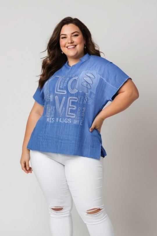 T-shirts Femme Bleu Pomme Rouge C8012 Efashion Paris