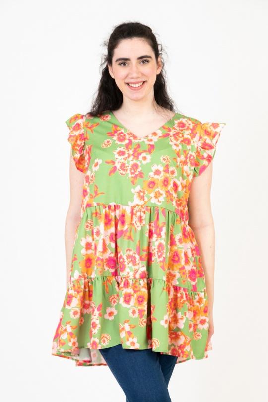 Tuniques Femme Vert Pomme Rouge C6566 Efashion Paris